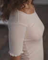 BASERANGE Round neck ruffled ribbed cotton T-shirt TOPA series collection France BAS-TOPA-RB-000-OFF WHITE